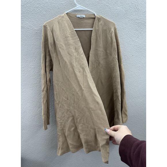 New York and Company Womens Cardigan Size XL Brown Long Sleeve Open Front Ribbed - Picture 3 of 11